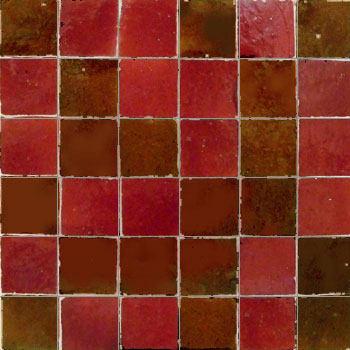 Mosaic House Moroccan tile Rceef Hippi 7-19 Red Brown  zellige, mosaic, zellij, field, pattern, glaze, simple, classic, grid, squares, checkerboard 